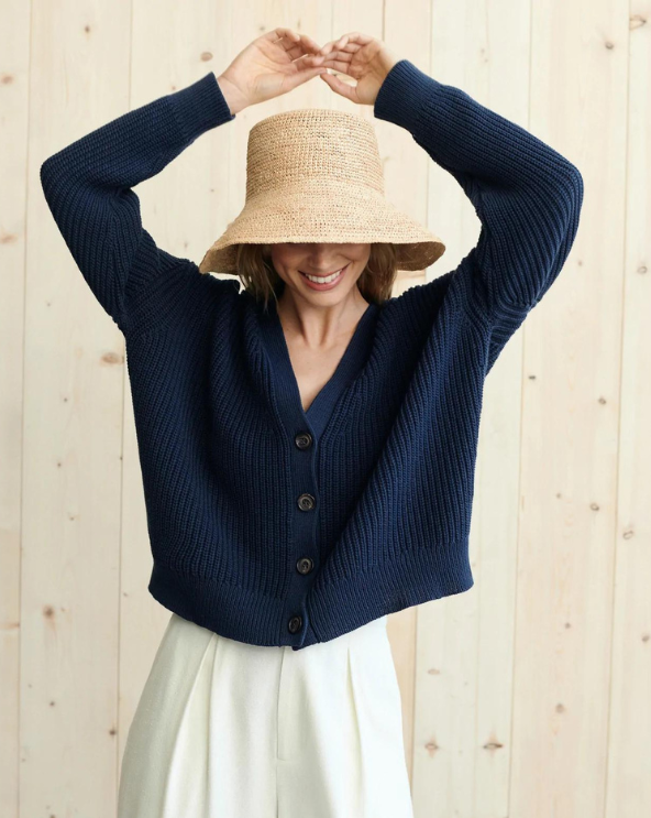 Cropped Cotton Cocoon Cardigan