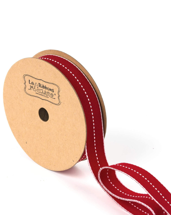 LaRibbons Red and White Center Stitch Ribbon