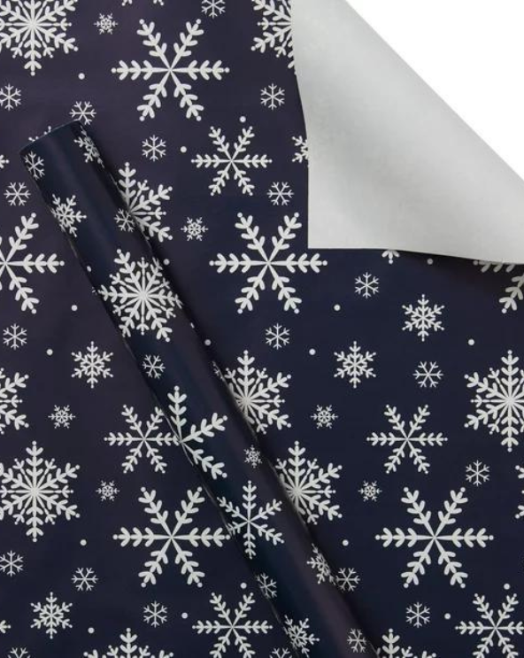 Navy Snowflakes Gift Wrap