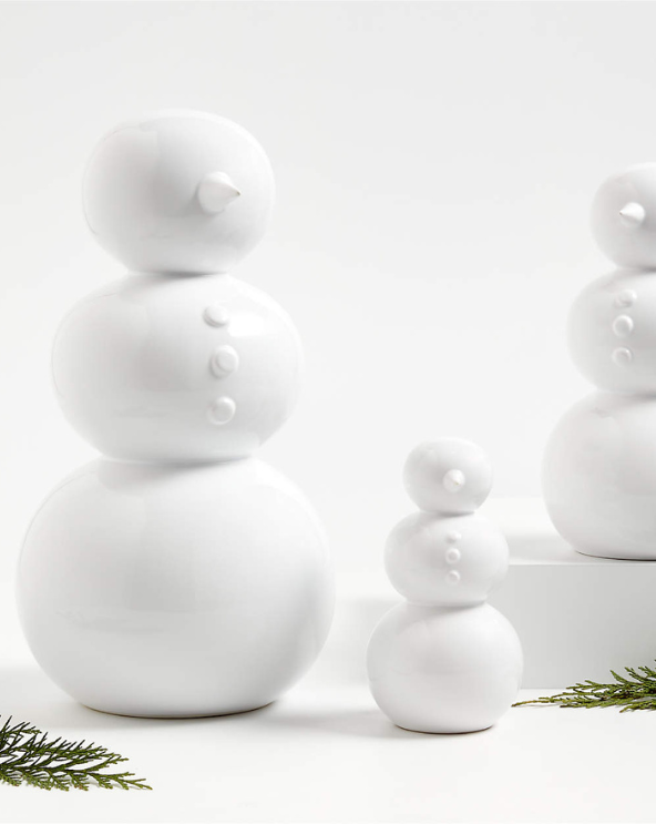 White Holiday Ceramic Snowmen